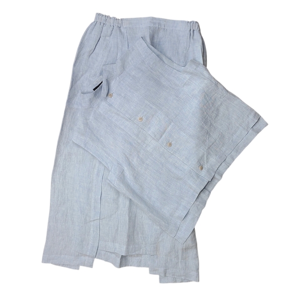 Shirin Guild Dresses & Skirts - Shirin Guild Light Blue Maxi Skirt & Top Set 100% Linen Blue Size Med/Large